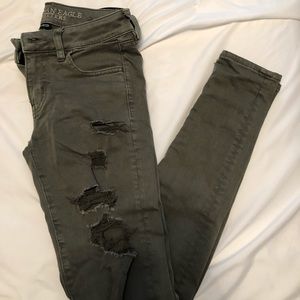 Army green skinny jeans